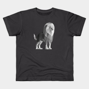 Grey Low Poly Lion Kids T-Shirt